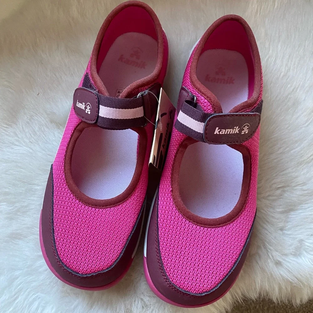 Kamik Pink and Dark Raspberry Mary Jane Flats